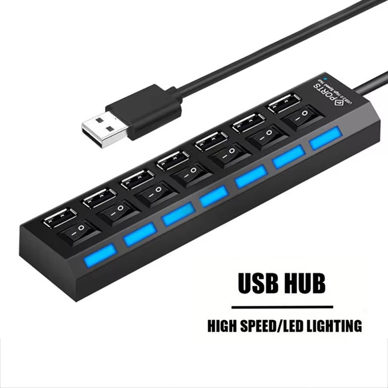 Laptop Office Accessories - 7 Port USB 2.0 Hub Splitter