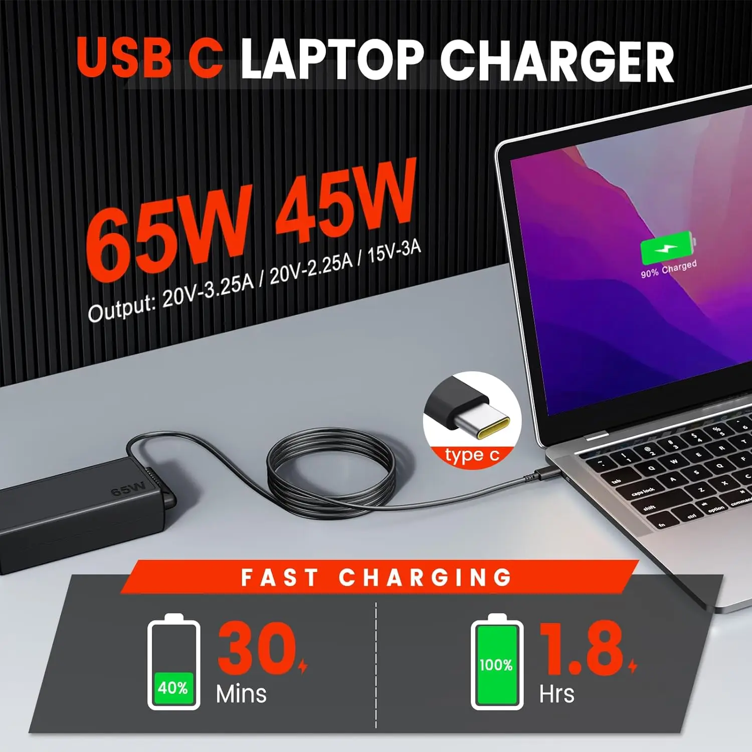 65W 20V 3.25A TYPE-C Laptop Ac - Laptop Accessories Shop 评论和价格