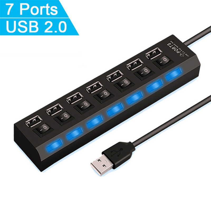 7 Port USB 2.0 Hub Splitter Fo - Laptop Office Accessories 评论和价格