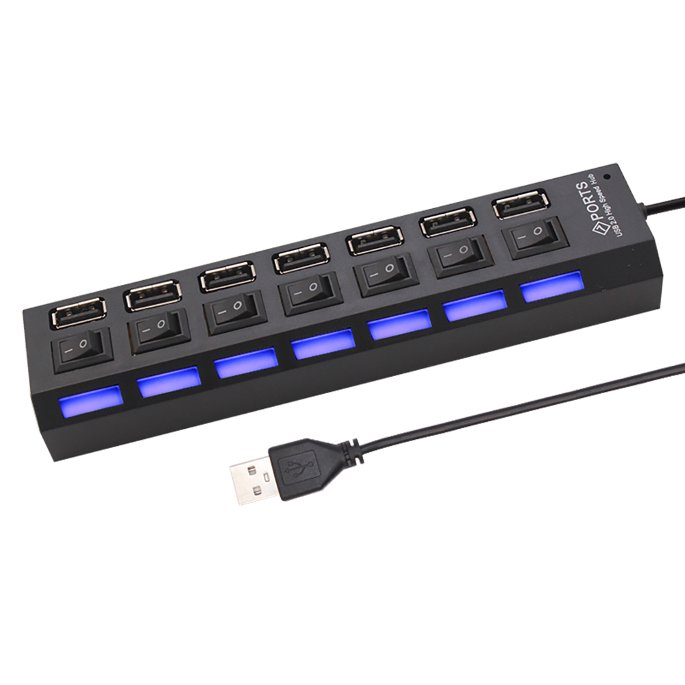 7 Port USB 2.0 Hub Splitter Fo - Laptop Office Accessories 评论和价格