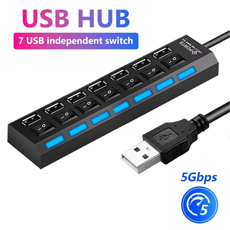 7 Port USB 2.0 Hub Splitter Fo - Laptop Office Accessories 评论和价格